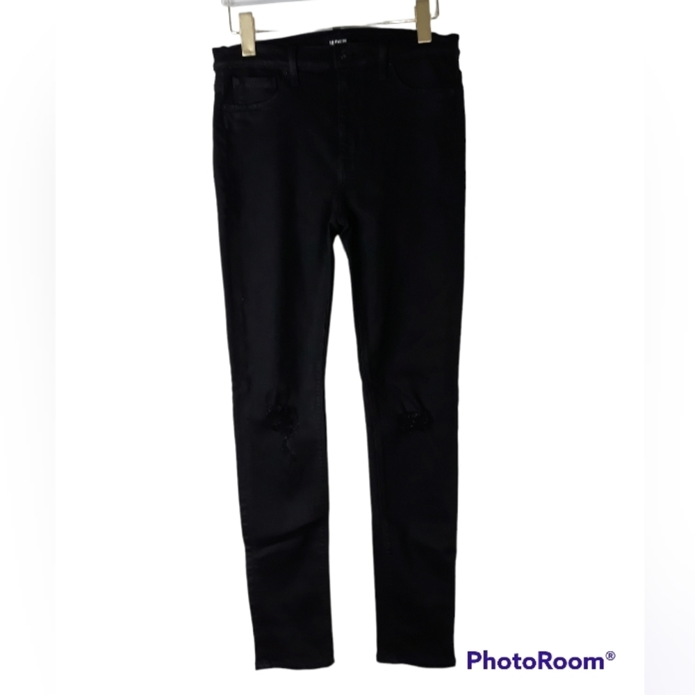 Hudson Size 28 Black Distressed Barbara High Waist Super Skinny Jeans